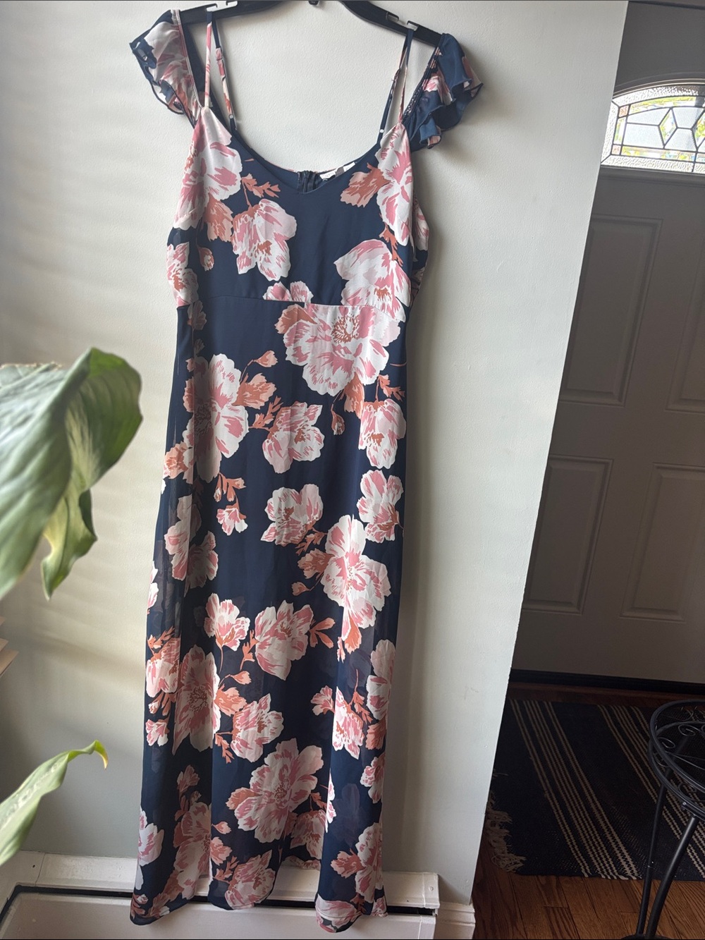 Stella Luce Navy Dress with Pink and Peach Floral Print